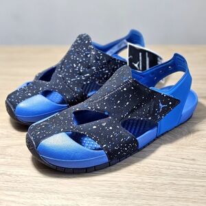 Air Jordan 8 Flare Kids Sandal Water Shoe Black Marina Blue Size 3Y 3 Nike New